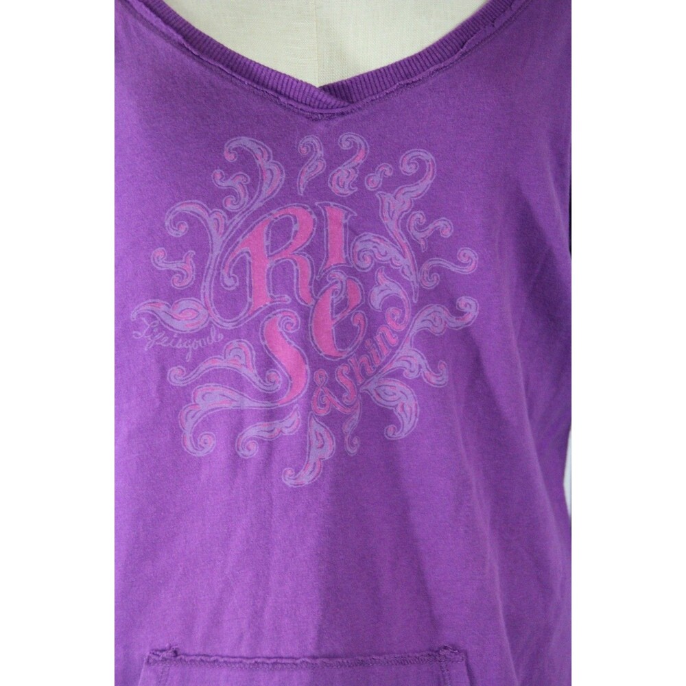 Life Is Good Size L Women's Purple 100% Cotton V Neck Long Sleeve Casual Top - Picture 4 of 10